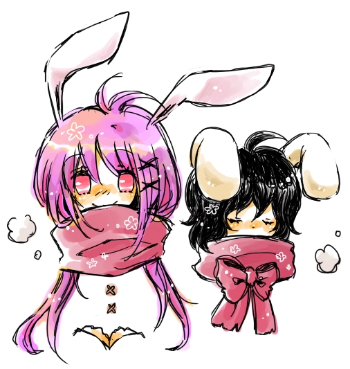 korona, inaba tewi, reisen udongein inaba, touhou, 2girls, animal ears, female focus, multiple girls, rabbit ears