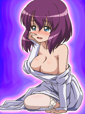 awa, henrietta de tristain, zero no tsukaima, lowres, 00s, 1girl, blush, breasts, cleavage, female focus, jaggy lines, medium breasts, oekaki, solo, thighhighs
