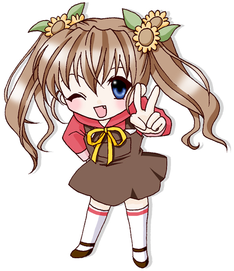 shirokuro neko, nogizaka mika, nogizaka haruka no himitsu, bad id, bad pixiv id, 00s, 1girl, blue eyes, brown hair, female focus, solo, thighhighs, twintails
