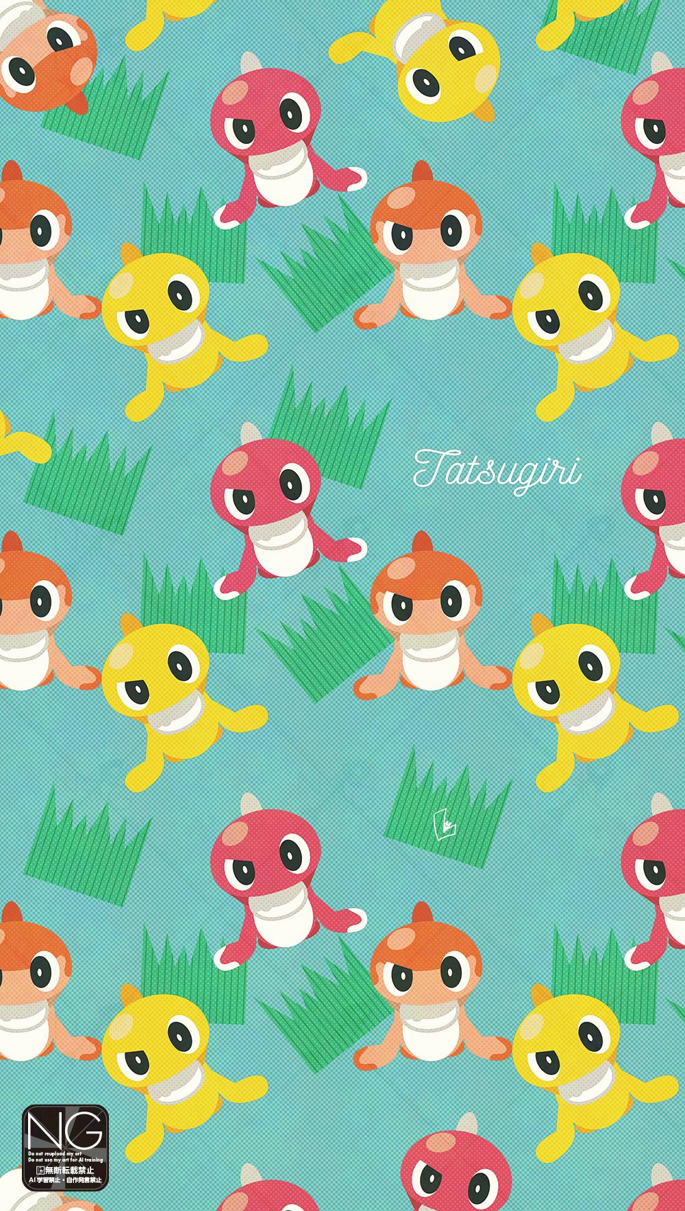 meme (sleepsheep), tatsugiri, tatsugiri (curly), tatsugiri (droopy), tatsugiri (stretchy), nintendo, pokemon, highres, animal focus, fish, fish (food), food, full body, looking at viewer, no humans, pokemon (creature), pokemon focus, sushi