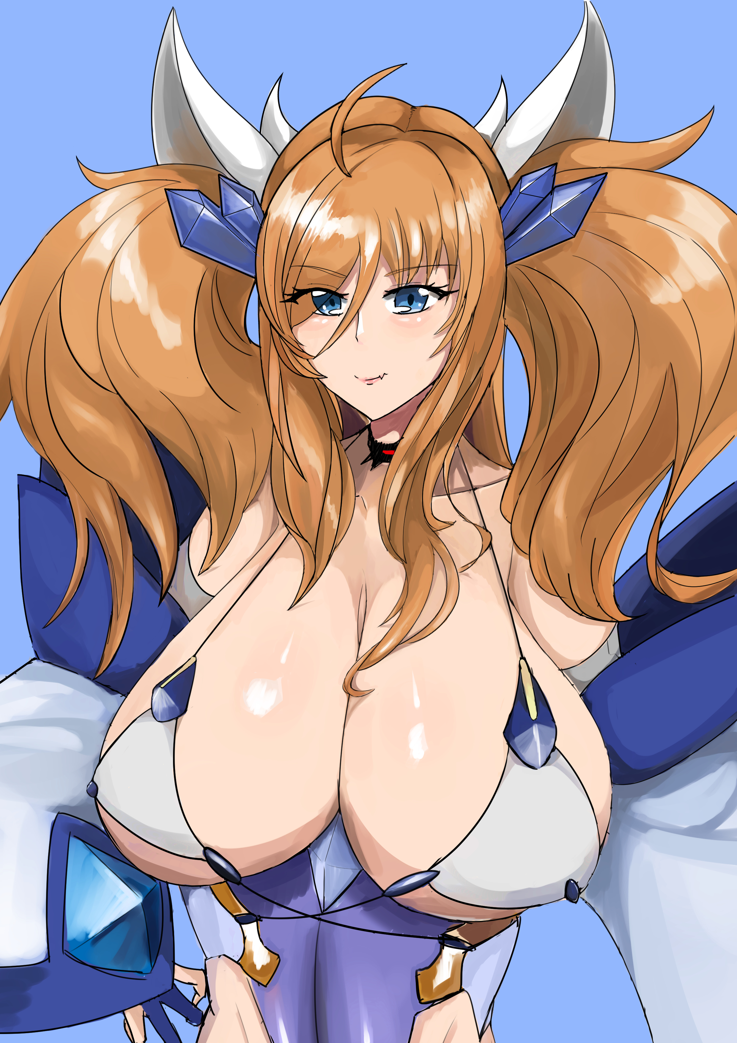 onizaki kirara, taimanin (series), taimanin rpgx, 1girl, blonde hair, breasts, huge breasts, smile