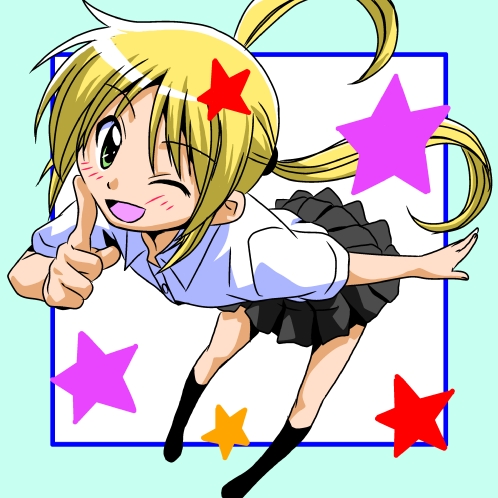 segawa haruna, sanzen'in nagi, hayate no gotoku!, lowres, 00s, blonde hair, skirt, solo, twintails