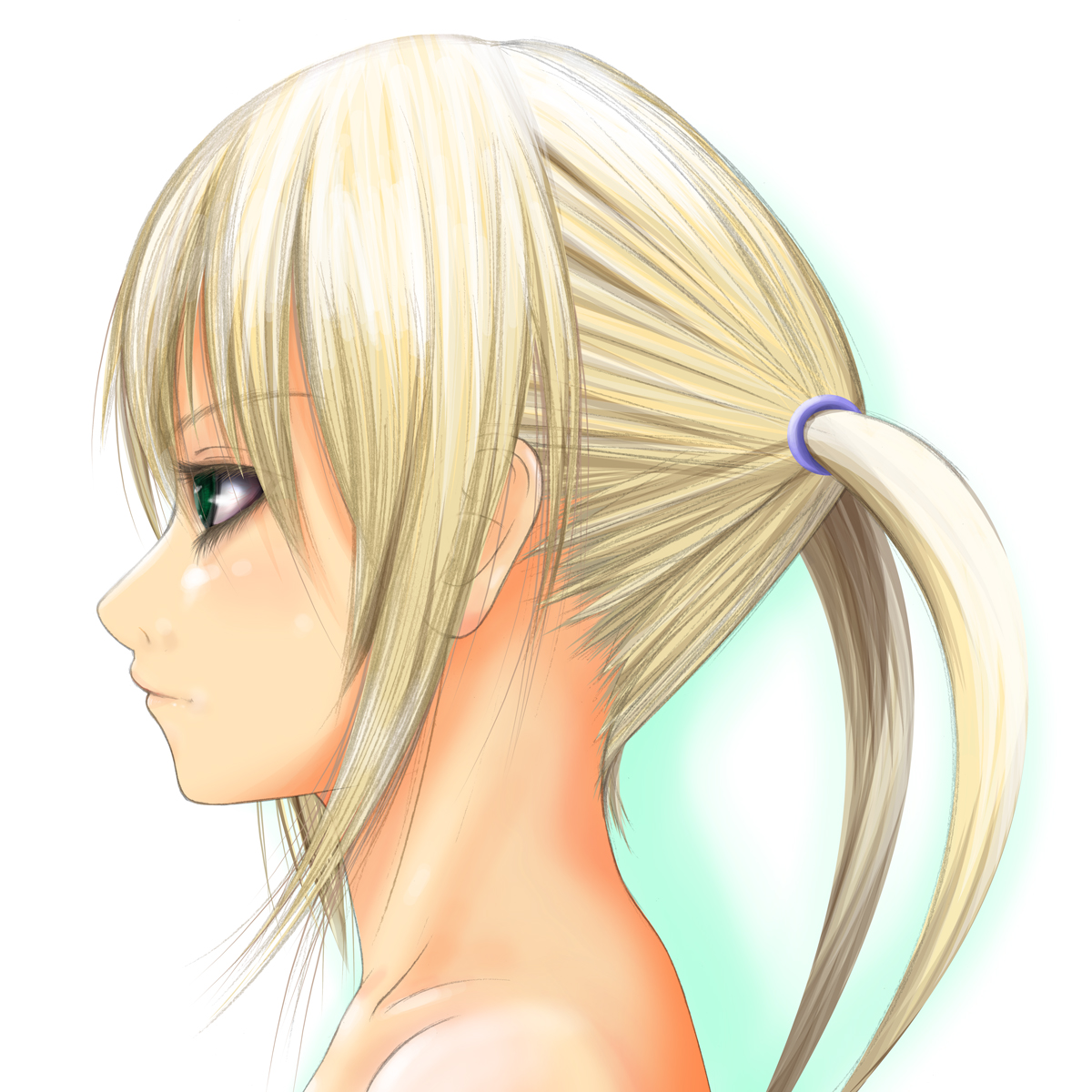 dclc, sanzen'in nagi, hayate no gotoku!, highres, 00s, blonde hair, green eyes, portrait, profile, realistic, solo, twintails