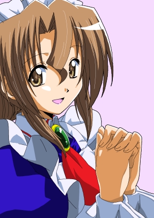 segawa haruna, maria (hayate no gotoku!), hayate no gotoku!, bad id, lowres, 00s, 1girl, brown hair, female focus, folded ponytail, maid, solo