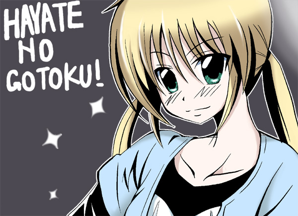 azumaya hironaru, sanzen'in nagi, hayate no gotoku!, bad id, bad pixiv id, 00s, 1girl, blonde hair, female focus, green eyes, solo, twintails