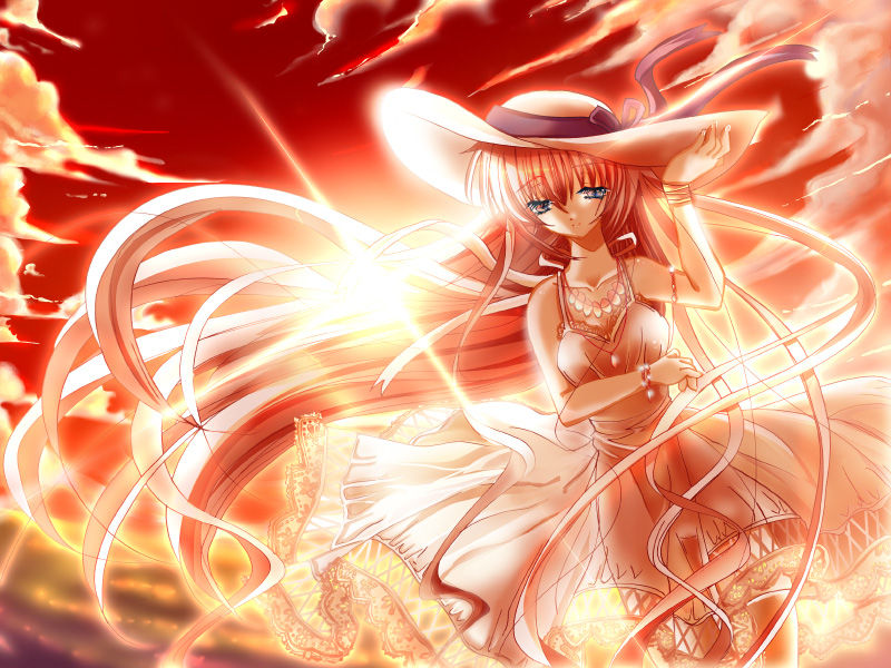 sakayaki (burning soul), 1girl, bracelet, dress, female focus, hat, jewelry, long hair, necklace, solo, very long hair