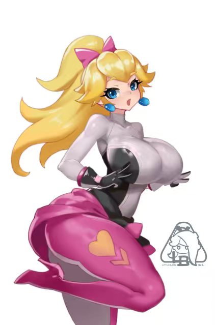 little blood, princess peach, mario (series), nintendo, 1girl, blonde hair, breasts, large breasts, solo