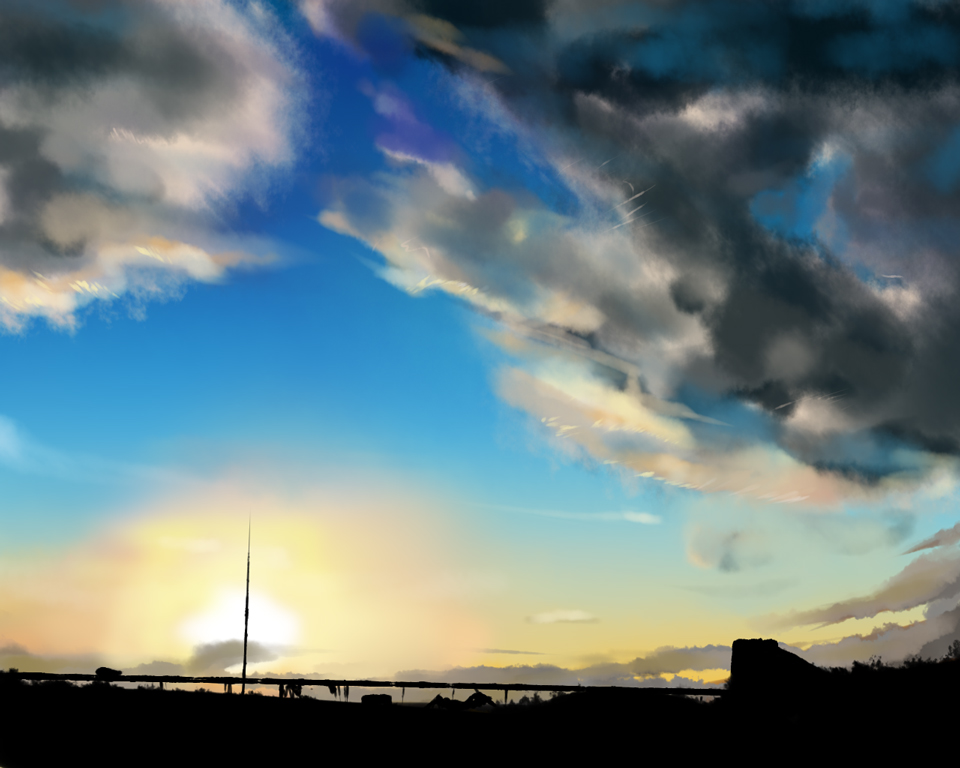 had (had314), had (lynchis), light, bad id, bad pixiv id, cloud, landscape, pipeline, radio, scenery, sky, sun, sunset, tower