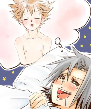 tsuna, gokudera hayato, sawada tsunayoshi, katekyo hitman reborn!, lowres, 00s, 2boys, dreaming, male focus, multiple boys, sleeping, yaoi