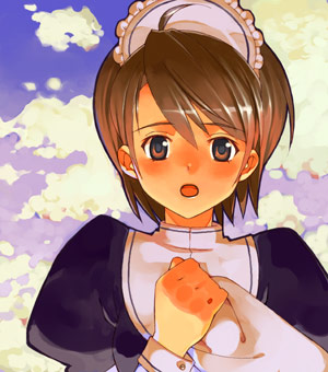 kizaki, lowres, tagme, 1girl, female focus, maid, sky, solo