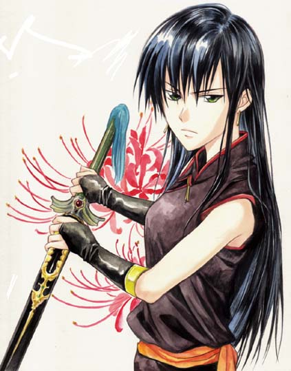 agahari, ayra (fire emblem), fire emblem, fire emblem: genealogy of the holy war, nintendo, black hair, china dress, chinese clothes, dress, fingerless gloves, gloves, grey eyes, jian (weapon), long hair, sheath, sheathed, sword, weapon