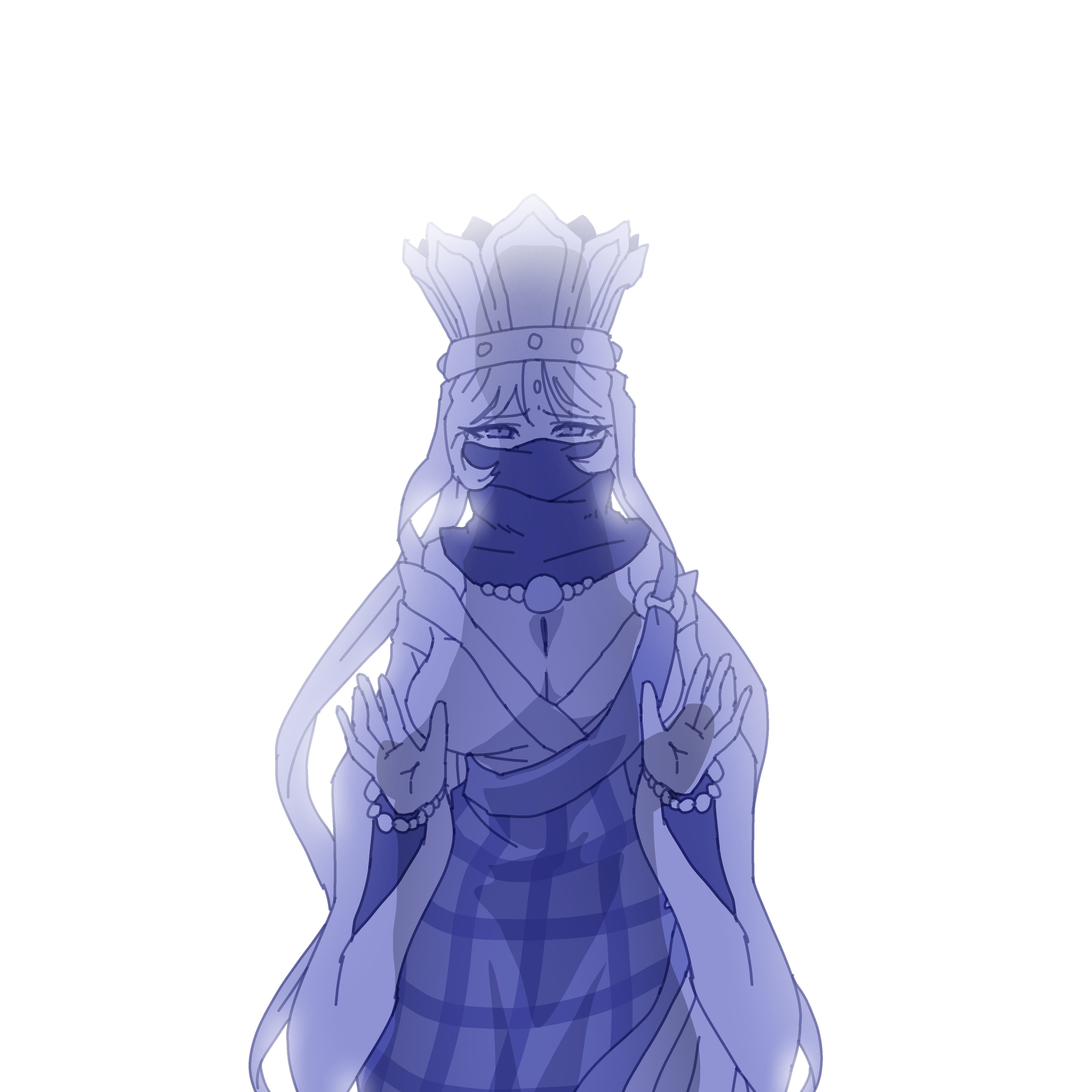 gerusyu, sanzomon, digimon, 1girl, digimon (creature), simple background, white background