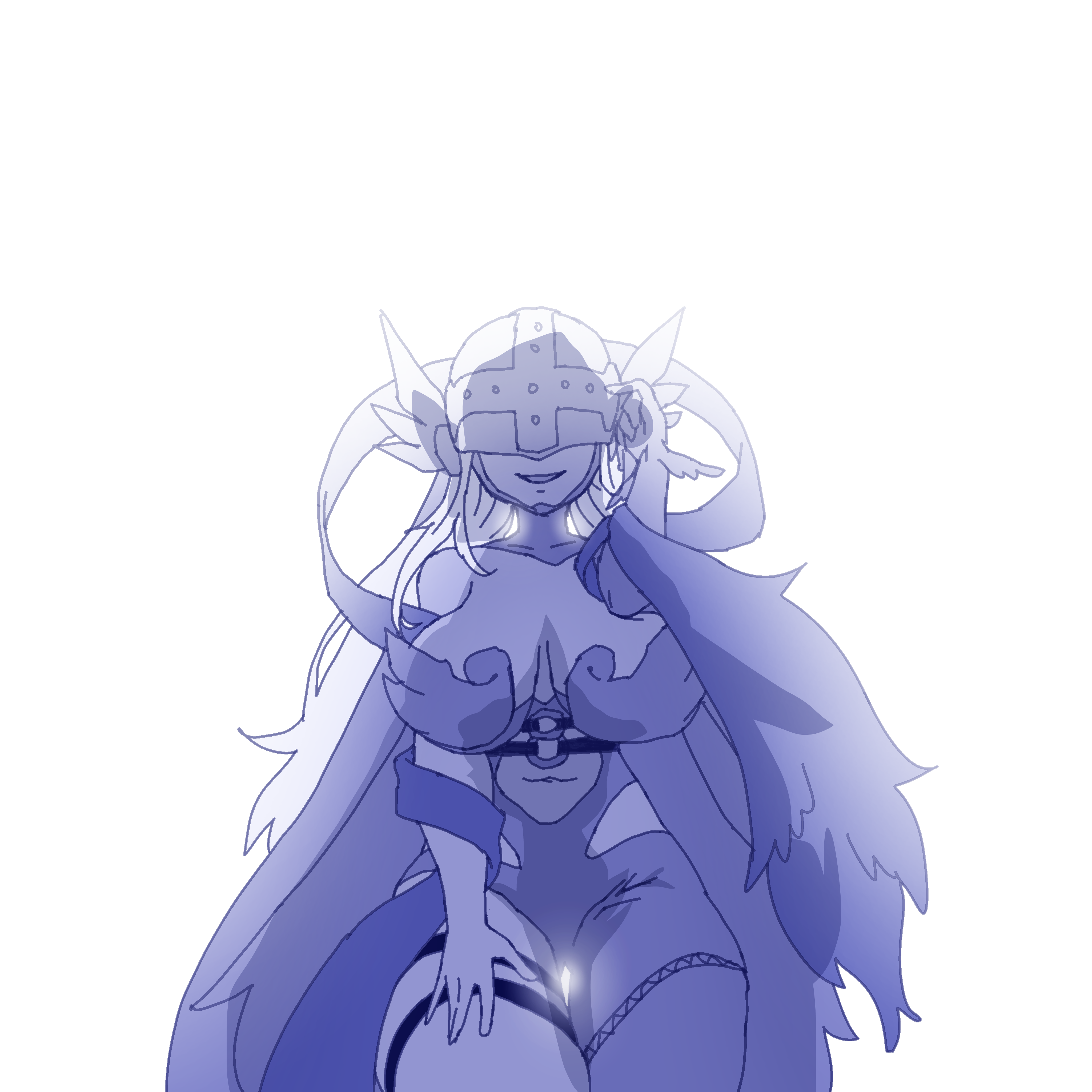 gerusyu, angewomon, digimon, 1girl, belt, digimon (creature), mask, simple background, smile, white background