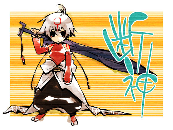 tachigami, ookami (game), 1girl, female focus, personification, solo, sword, weapon