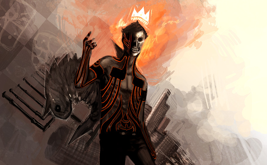 demi-fiend, nocturne, atlus, shin megami tensei, 1boy, male focus, skull, solo