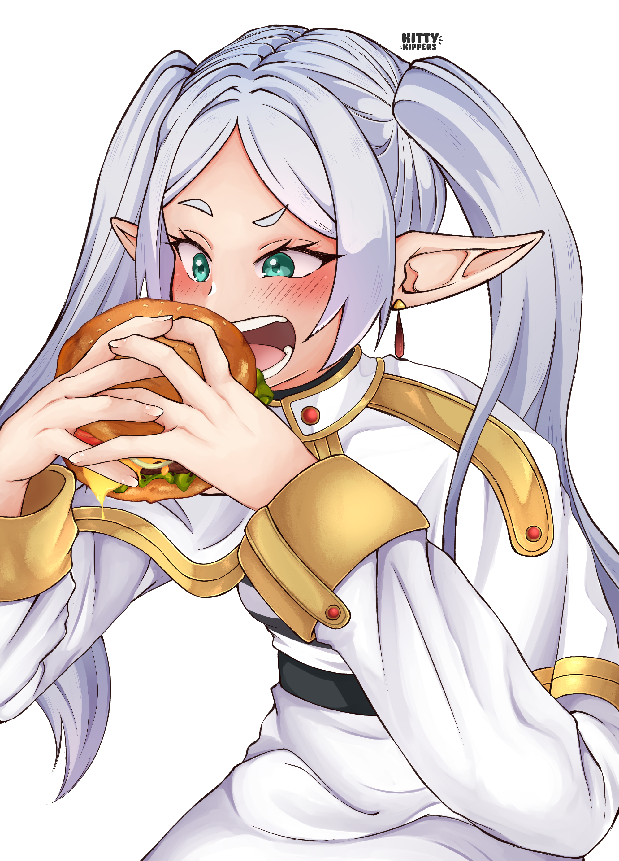 frieren, sousou no frieren, absurdres, highres, burger, food, kittenkippers