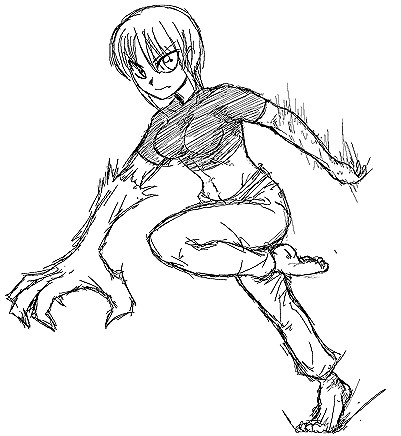 matsuya, riza wildman, kaibutsu oujo, lowres, 00s, monochrome, sketch