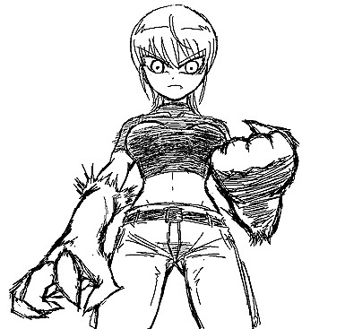 matsuya, riza wildman, kaibutsu oujo, lowres, 00s, monochrome, sketch