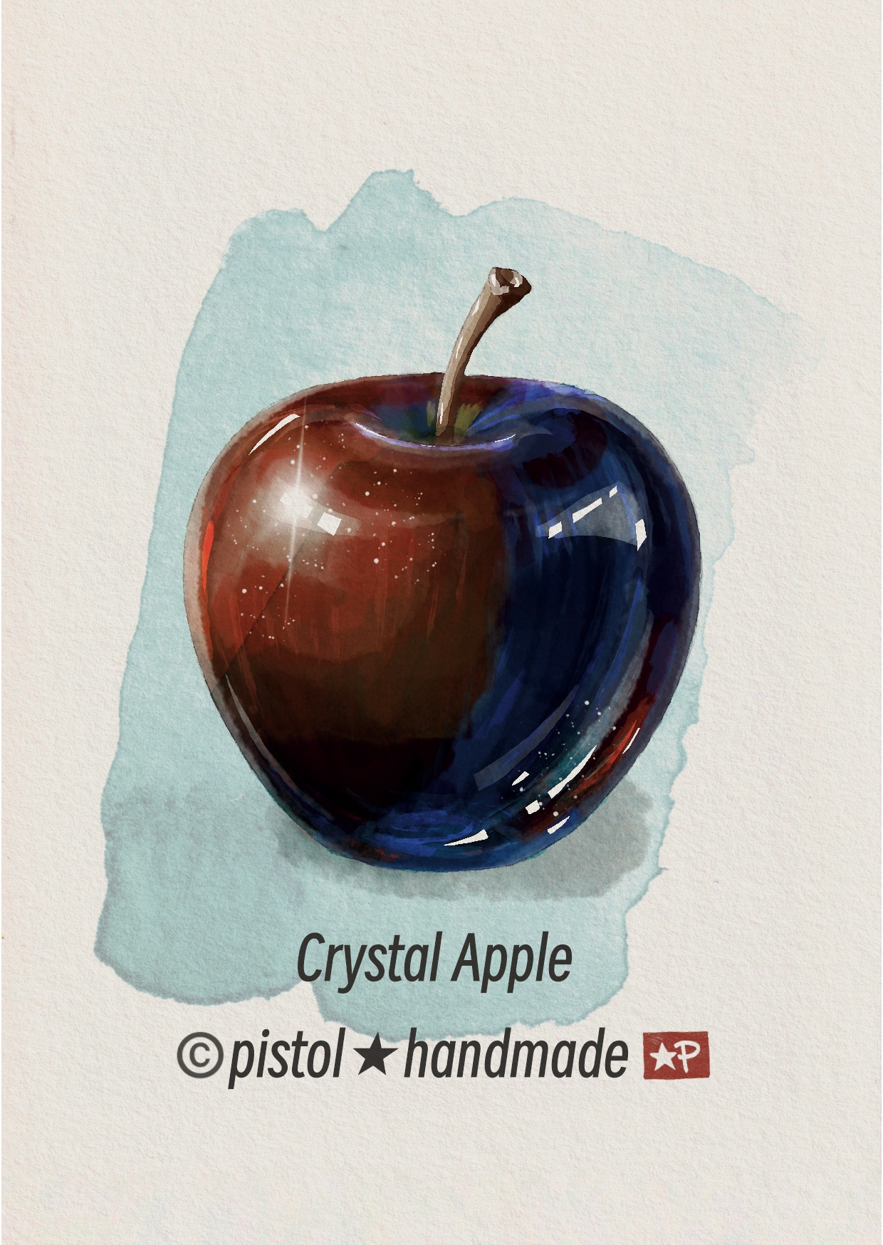 original, commentary request, highres, apple, artist name, food, fruit, fruit focus, no humans, pistol handmade (artist), star (symbol)