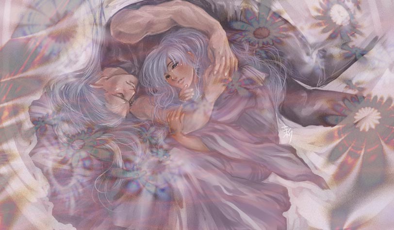 synn, magus (chrono trigger), schala zeal, chrono (series), chrono trigger, 1990s (style), 1boy, 1girl, brother and sister, hetero, hug, pointy ears, purple hair, siblings