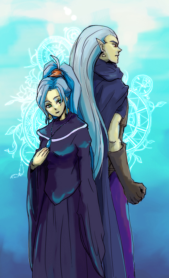 87 (ena), magus (chrono trigger), schala zeal, chrono (series), chrono trigger, 1990s (style), 1boy, 1girl