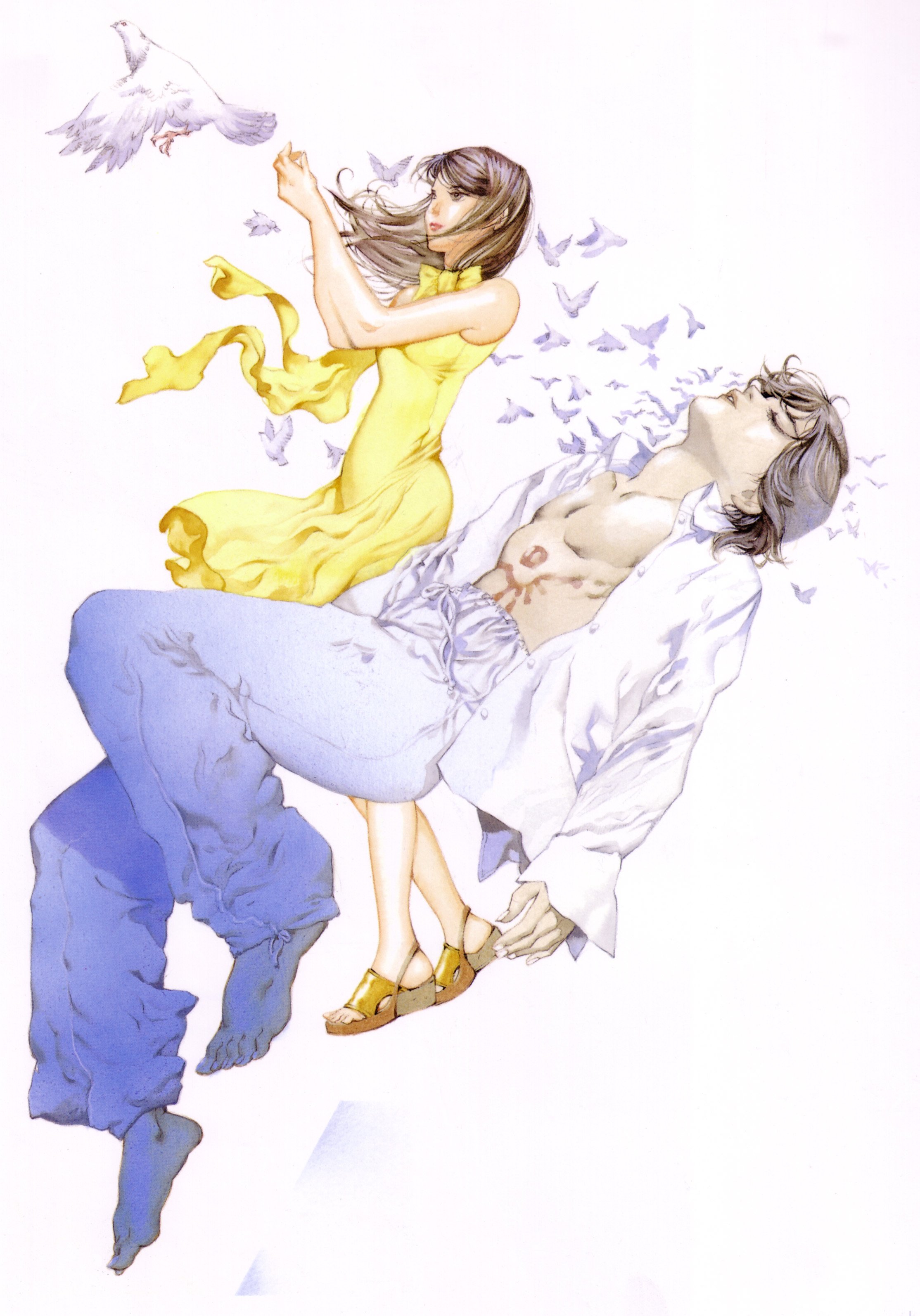 yamada akihiro, kamina ayato, mishima reika, rahxephon, absurdres, highres, 00s, bird