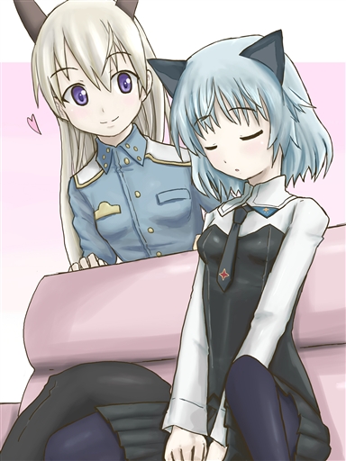eila ilmatar juutilainen, sanya v. litvyak, strike witches, world witches series, bad id, bad pixiv id, 00s, 2girls, black pantyhose, multiple girls, pantyhose, sleeping