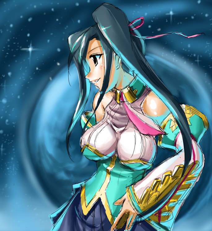 satou tomohiro, kan'u (koihime musou), koihime musou, bad id, bad pixiv id, 00s, 1girl, bare shoulders, breasts, female focus, large breasts, long hair, solo