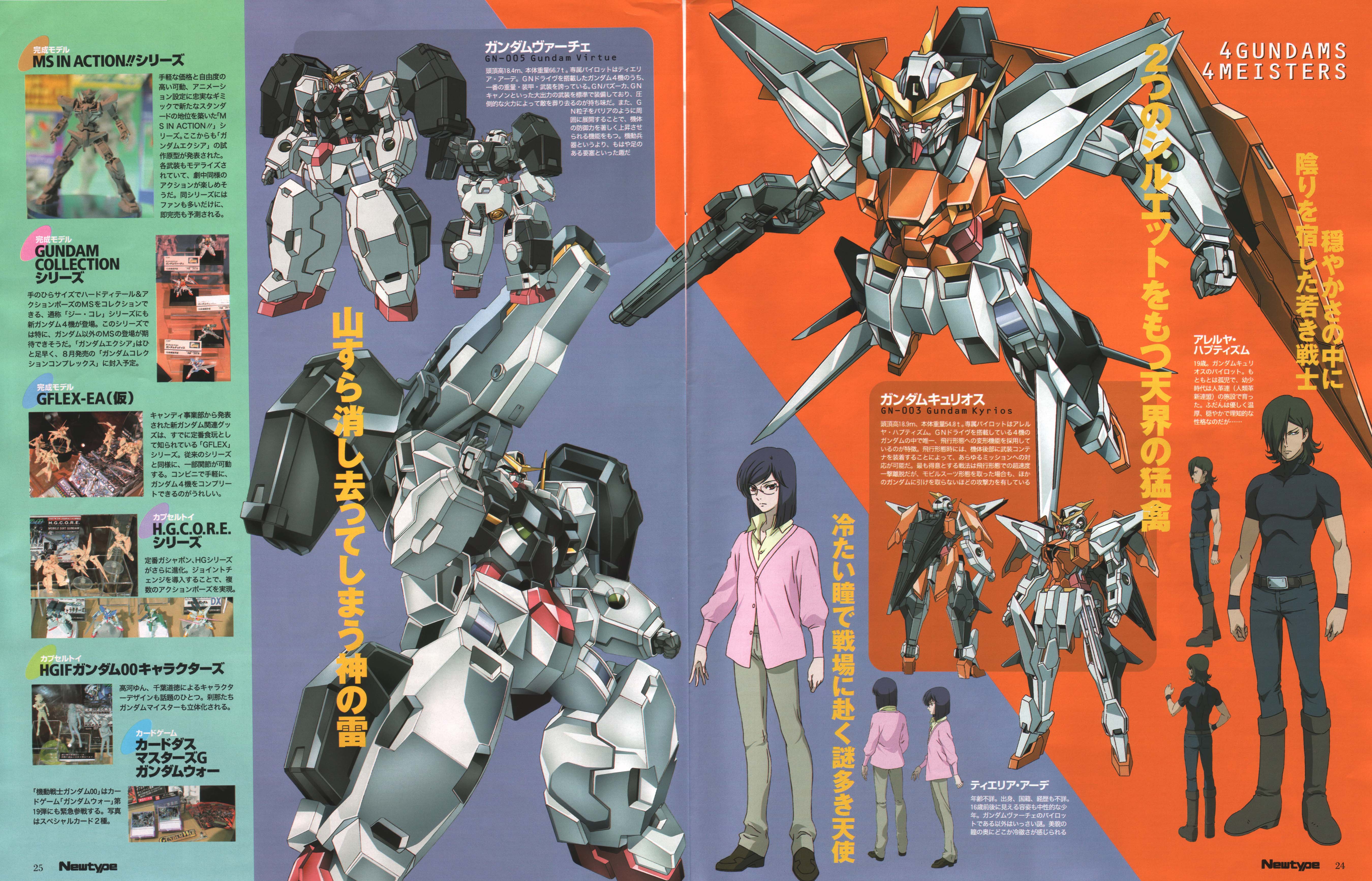 allelujah haptism, gundam kyrios, gundam virtue, kyrios, tieria erde, virtue, gundam, gundam 00, absurdres, highres, scan, 00s, 2boys, mecha, multiple boys, robot