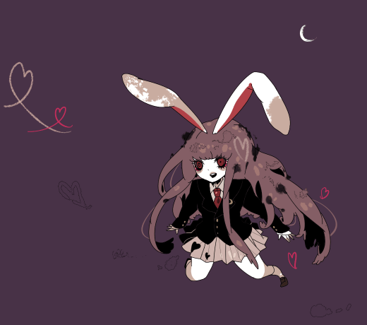 shikimi (yurakuru), reisen udongein inaba, touhou, 1girl, animal ears, female focus, long hair, necktie, purple hair, rabbit ears, red eyes, skirt, solo, yurakuru pixiv81607