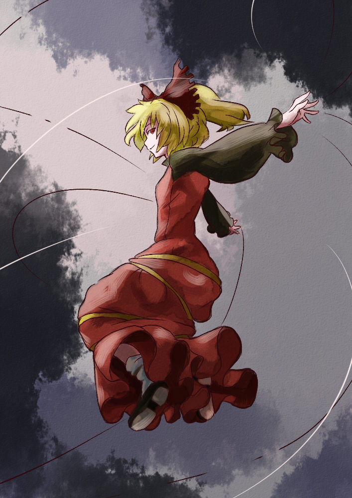shibasaki shouji, kurodani yamame, subterranean animism, touhou, bad id, bad pixiv id, 1girl, blonde hair, bow, female focus, hair bow, orange eyes, silk, solo, spider web