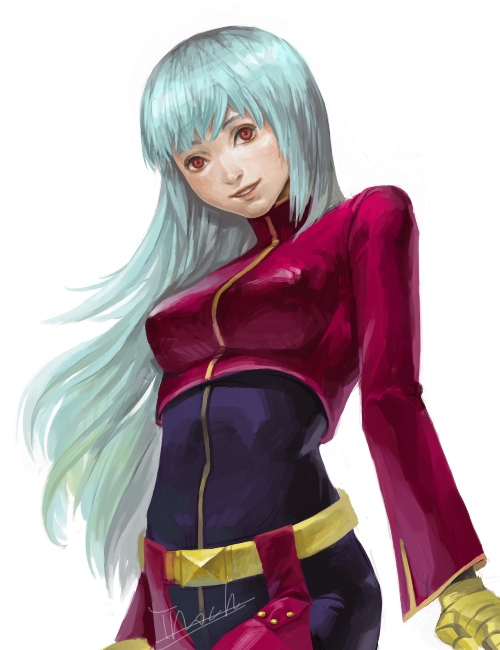kula diamond, snk, the king of fighters, 1girl, female focus, long hair, red eyes, smile, solo