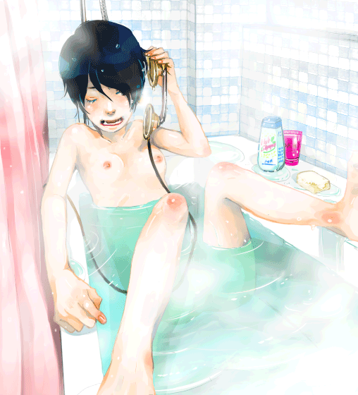 mwr, bath, bathing, corded phone, nipples, nude, phone, solo, talking on phone, water