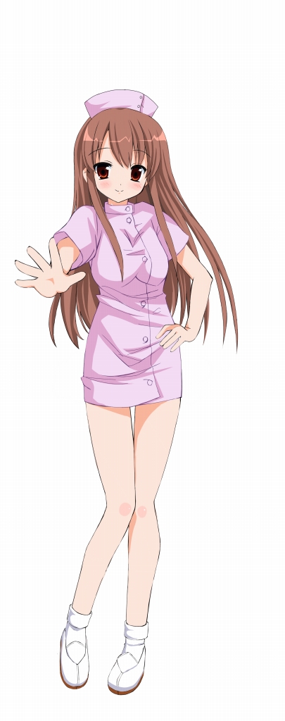 kiriya haruhito, asahina mikuru, kiriya, suzumiya haruhi no yuuutsu, 00s, 1girl, bobby socks, brown eyes, brown hair, female focus, long hair, nurse, socks, solo