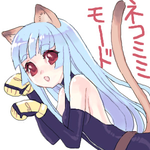 kula diamond, snk, the king of fighters, lowres, 1girl, animal ears, cat ears, detached sleeves, female focus, gloves, kemonomimi mode, long hair, red eyes, solo