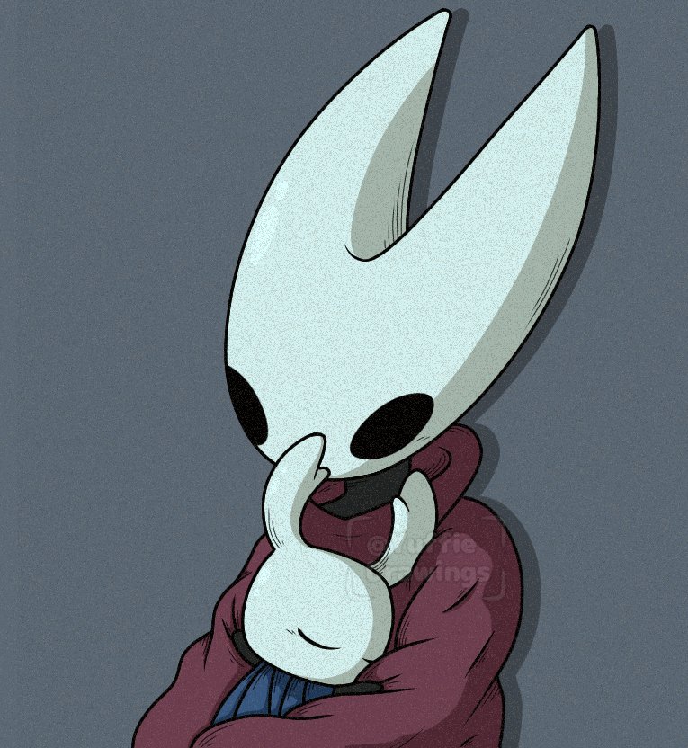 yuffie drawings, hornet (hollow knight), knight (hollow knight), hollow knight, commentary, english commentary, 1girl, 1other, cloak, film grain, grey background, red cloak, sleeping, twitter username, watermark
