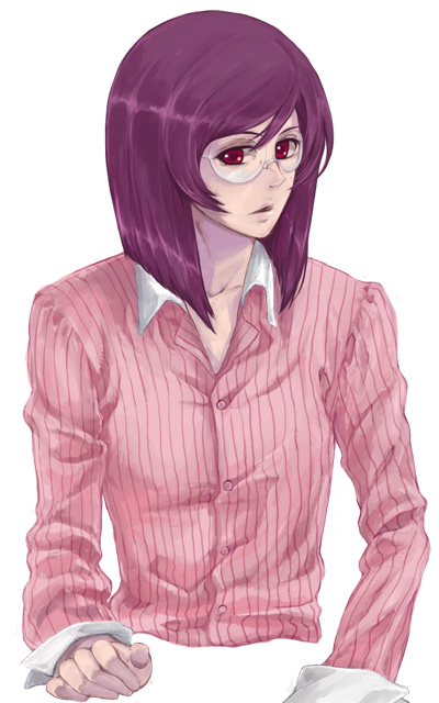 higi (rodriguez), tieria erde, gundam, gundam 00, bad id, bad pixiv id, 00s, 1boy, glasses, male focus, purple hair, red eyes, short hair, solo
