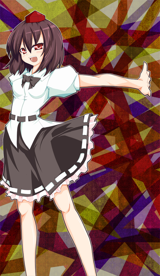 ryu-tan, ryutan, shameimaru aya, touhou, bad id, bad pixiv id, 1girl, blush, female focus, looking at viewer, open mouth, smile, solo