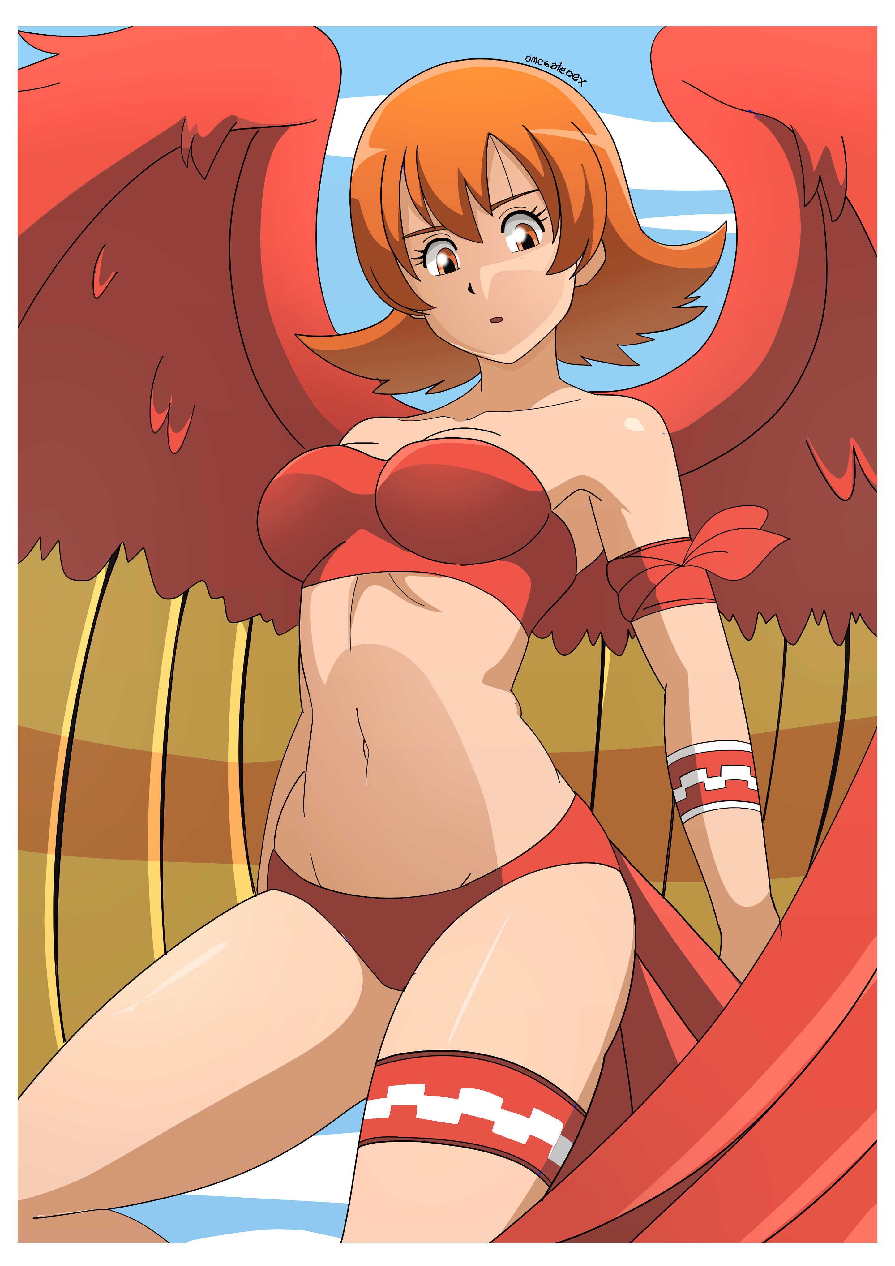 omegaleoex, garudamon, takenouchi sora, digimon, 1girl, breasts, cosplay, garudamon (cosplay), looking at viewer, wings
