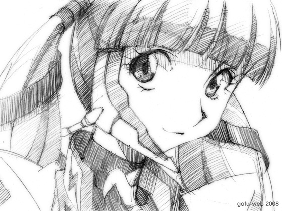 gofu, monica kruszewski, code geass, traditional media, 00s, greyscale, monochrome, sketch, solo