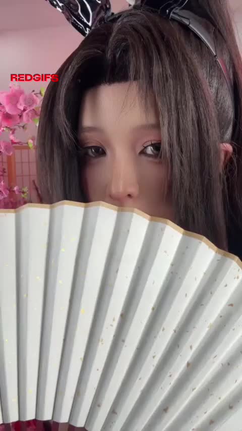 shiranui mai, fatal fury, real life, snk, animated, tagme, video, 1girl, black jacket, breasts, brown hair, cosplay, female focus, fishnets, hand fan, high ponytail, holding, holding fan, indoors, jacket, leotard, long hair, playboy bunny, ponytail, rabbit ears, red leotard, shiranui mai (cosplay), solo, strapless, strapless leotard, thick thighs, thighs