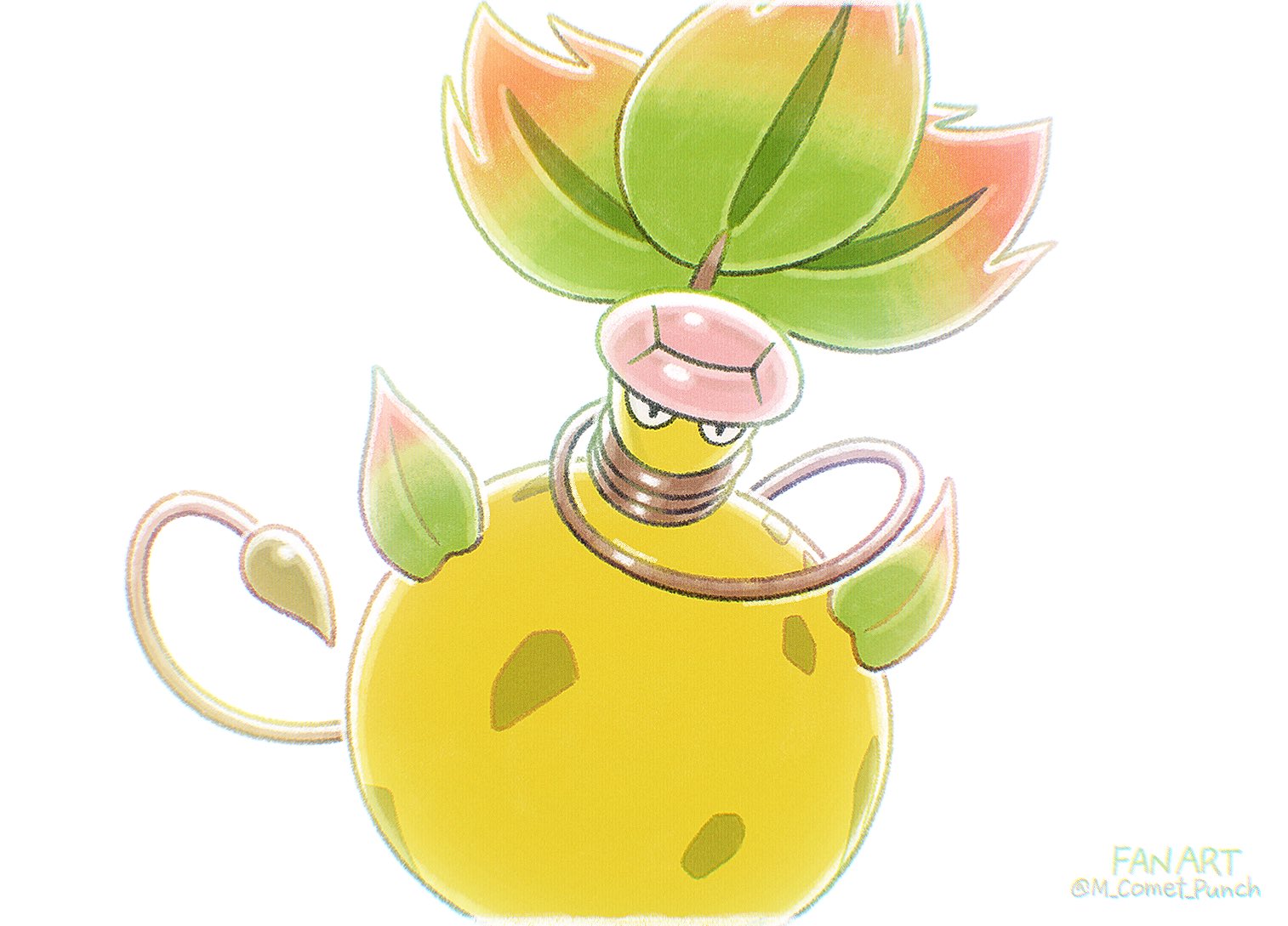 komepan, mega victreebel, victreebel, nintendo, pokemon, :i, black eyes, closed mouth, gen 1 pokemon, mega pokemon, no humans, pokemon (creature), pokemon focus, solo, twitter username, watermark, white background
