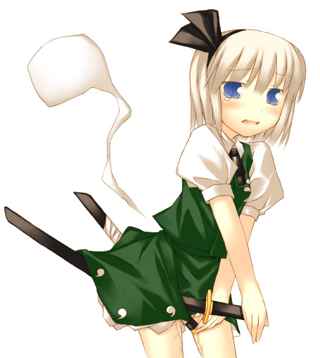 nu (plastic eraser), konpaku youmu, konpaku youmu (ghost), touhou, 1girl, blue eyes, female focus, hitodama, solo, sword, weapon, wet, white hair
