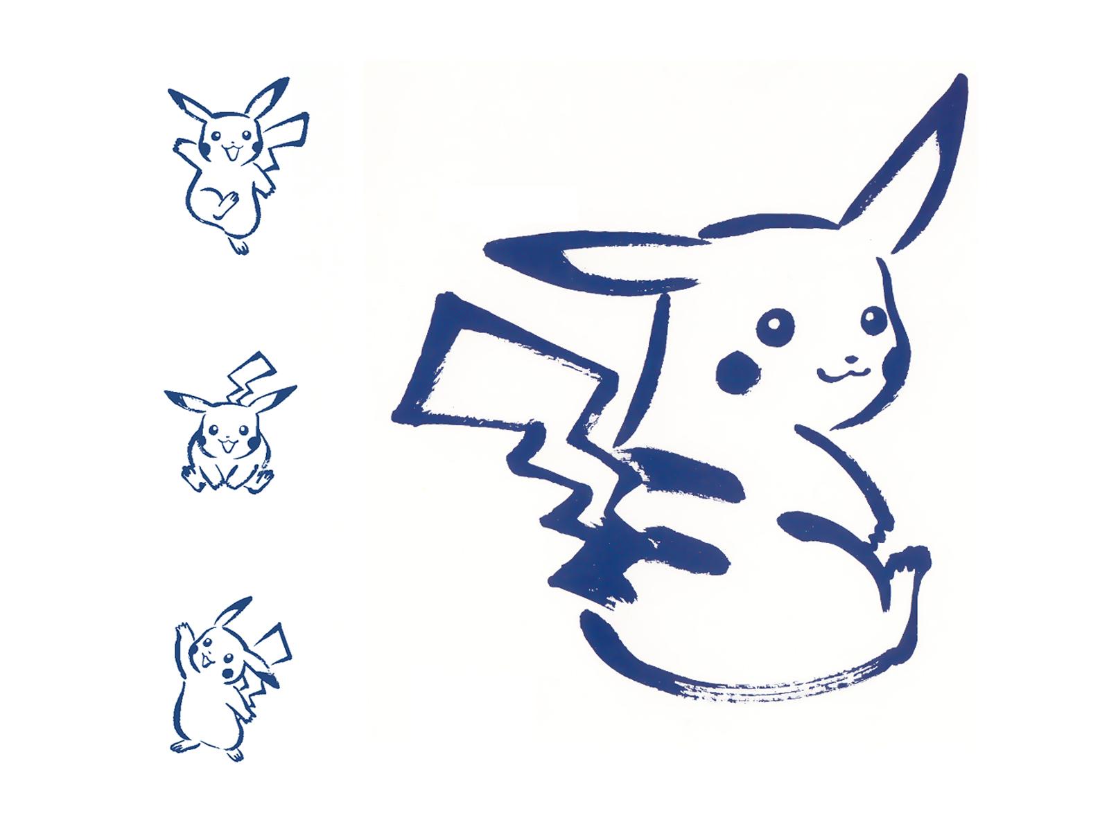 pikachu, nintendo, pokemon, highres, blue theme, gen 1 pokemon, monochrome, no humans, pokemon (creature), pokemon focus, simple background, white background
