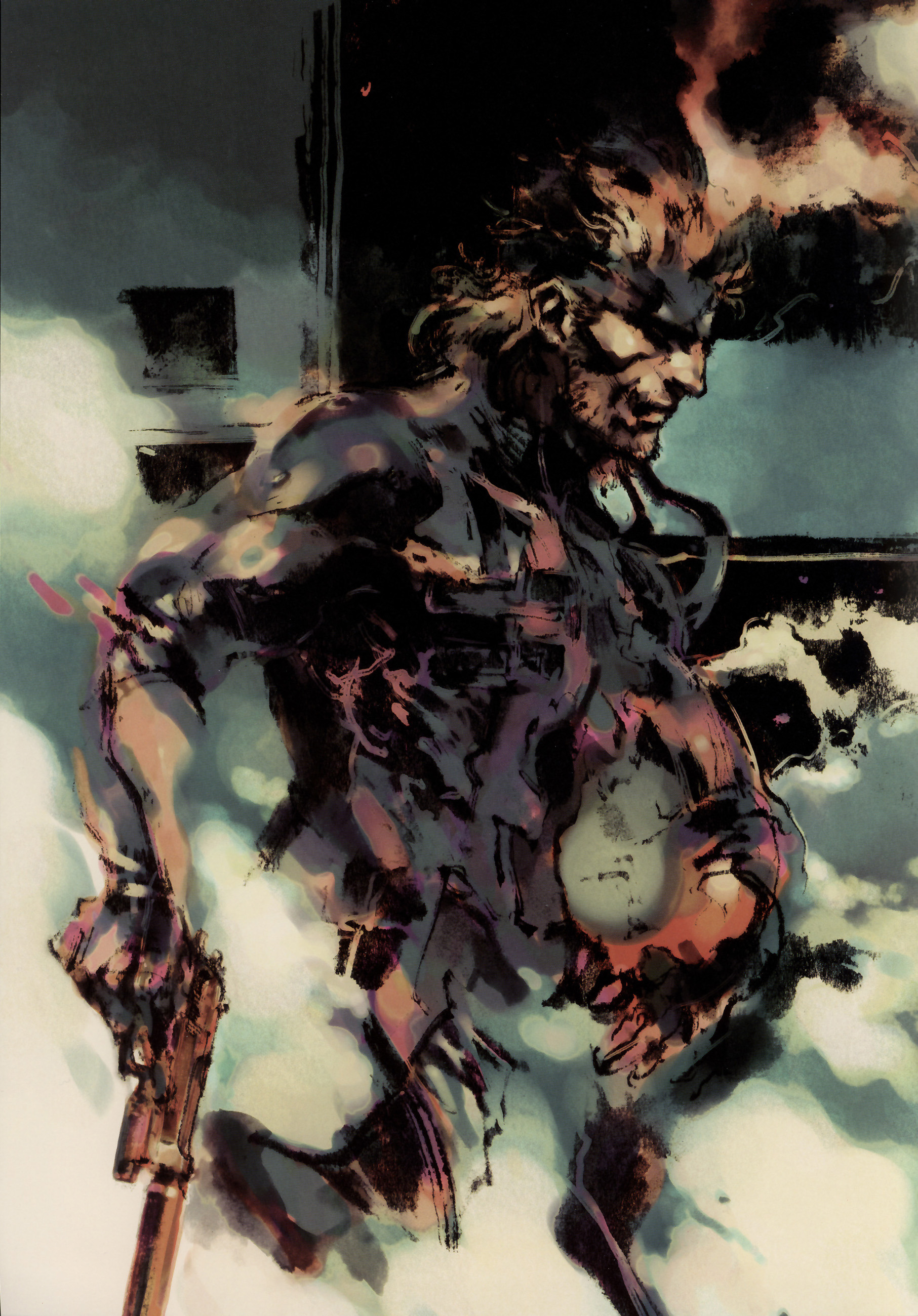 shinkawa youji, solid snake, konami, metal gear (series), metal gear solid, absurdres, highres, official art, 1boy, male focus, solo