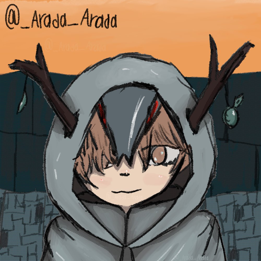 esqa, beyond citadel, the citadel, 1boy, fake horns, hair over one eye, horned headwear, portrait, robe, skull, solo, white robe, yellow eyes