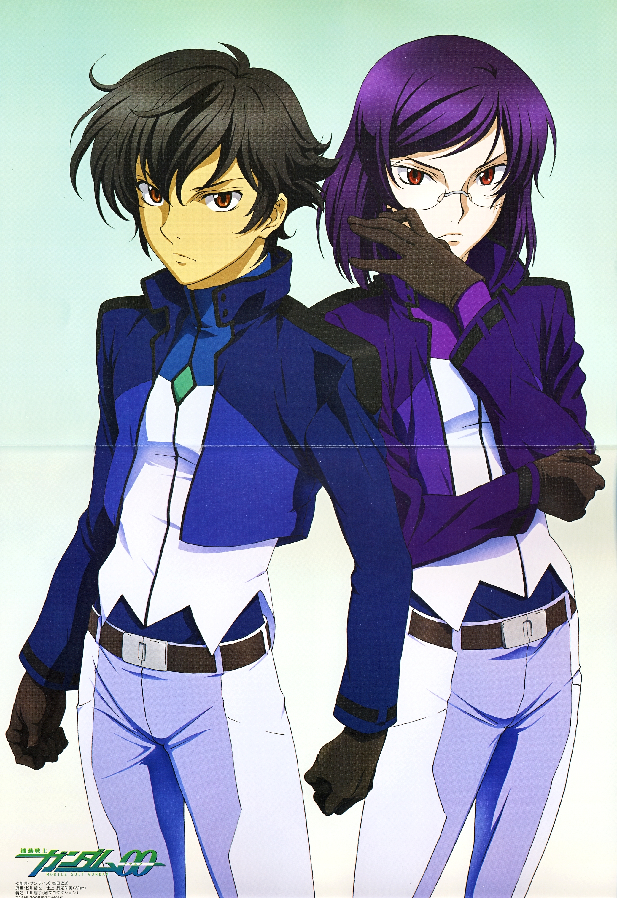 setsuna f. seiei, tieria erde, gundam, gundam 00, absurdres, highres, scan, 00s, 2boys, multiple boys