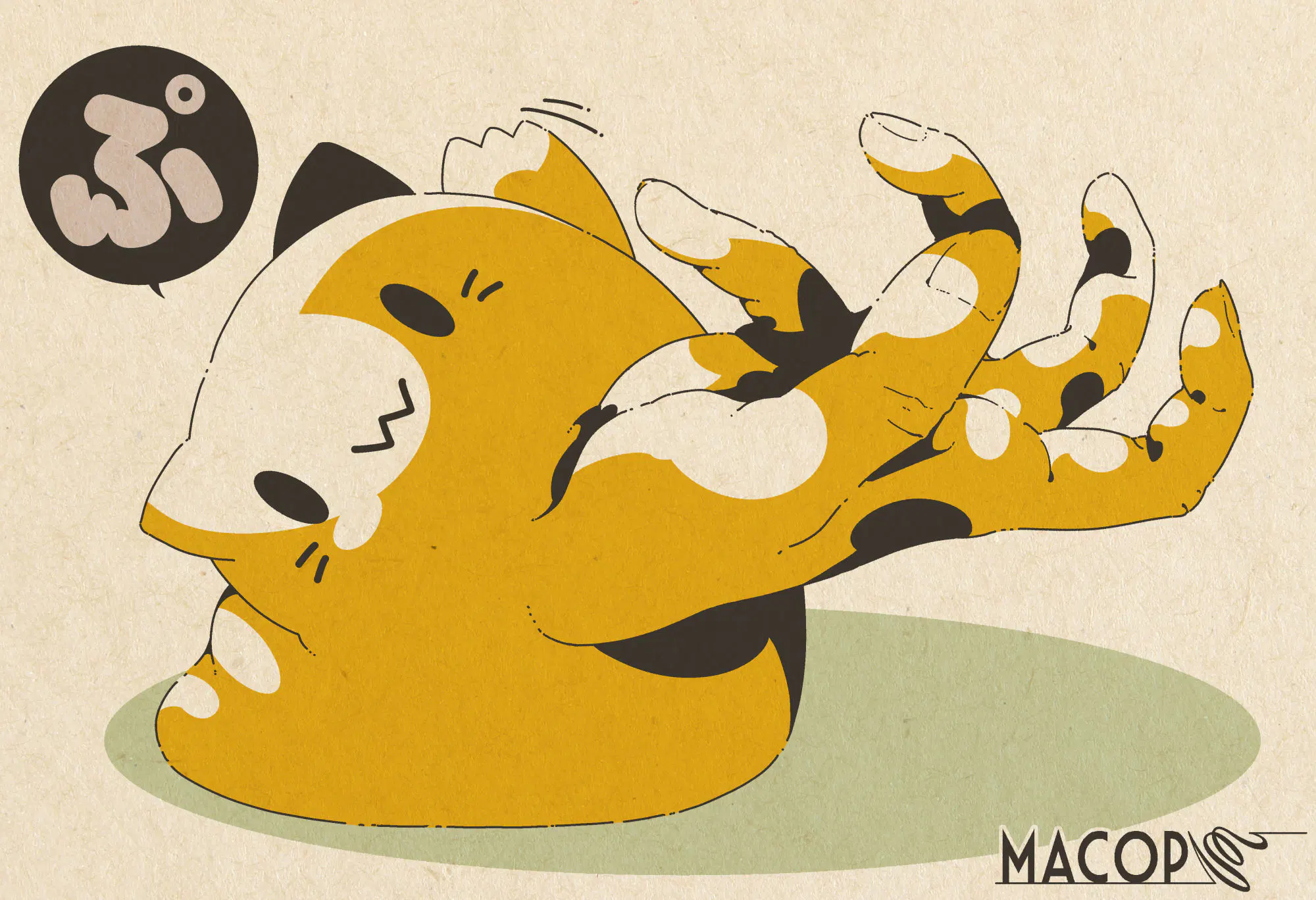 macop, blobcat, misskey.io, highres, animal ears, artist name, blob (google), cat ears, extra hands, no humans, paper texture, simple background, solid oval eyes, waving, whiskers, white background