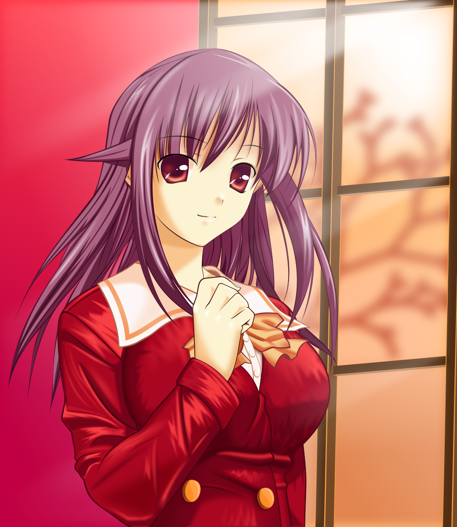 niabot, andou mahoro, mahuri, suzumiya haruhi, mahoromatic, suzumiya haruhi no yuuutsu, bow, bowtie, fusion, school uniform, serafuku, solo, window