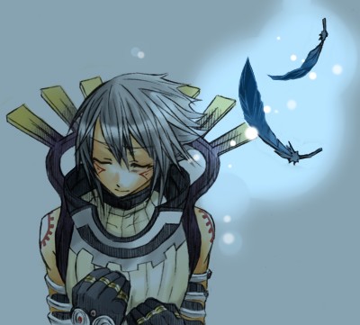 hack, haseo, .hack//, .hack//g.u., bandai, cyber connect 2, lowres, 00s, feathers